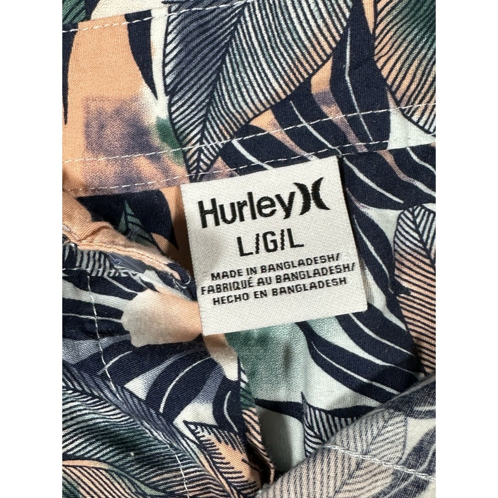 Hurley Shirt Men's L Multicolor Floral Hawaiian Button Up Short Sleeve Tropical - Picture 3 of 7